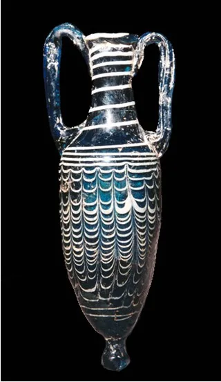 Sand-Core Blue Glass Amphoriskos