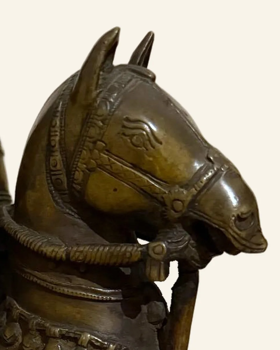 Khandoba on horseback, detail: horse head and bridle