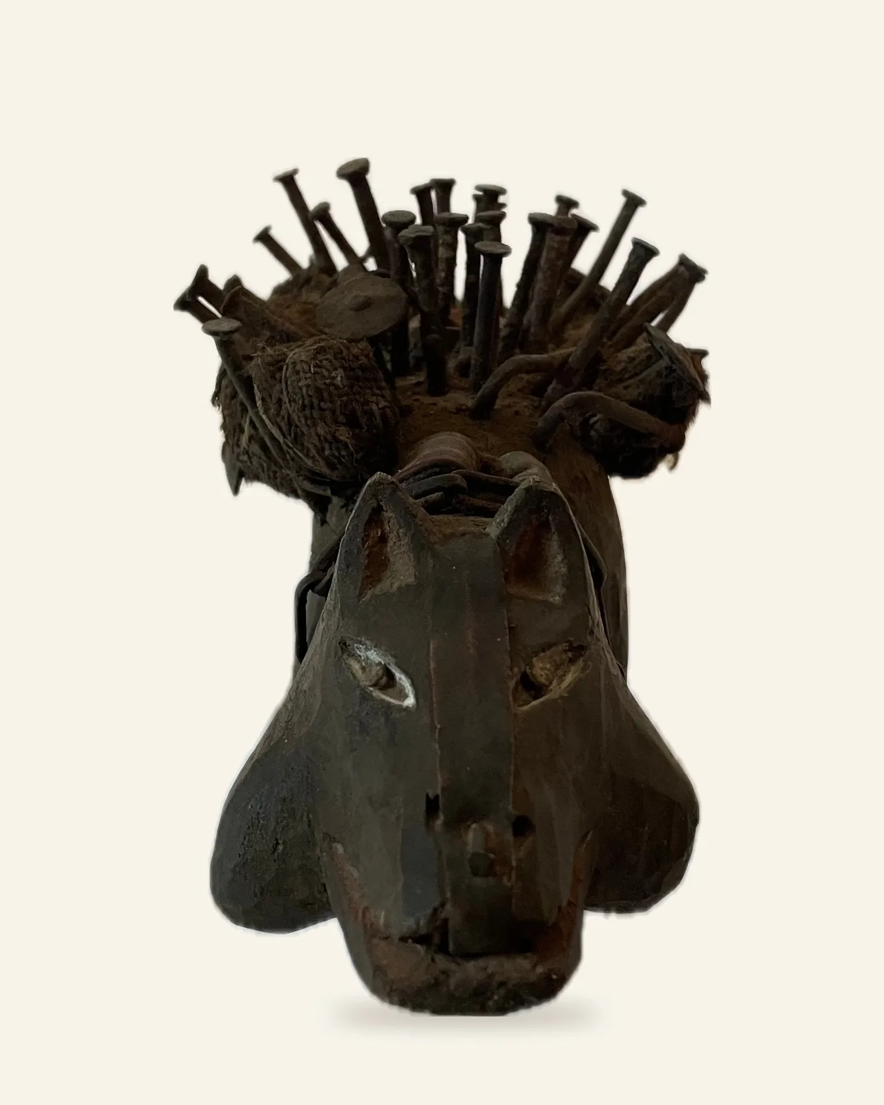 Nkisi Nkondi, Two-Headed Dog (Kozo), Kongo (Yombe / Vili Style), one head, from the front