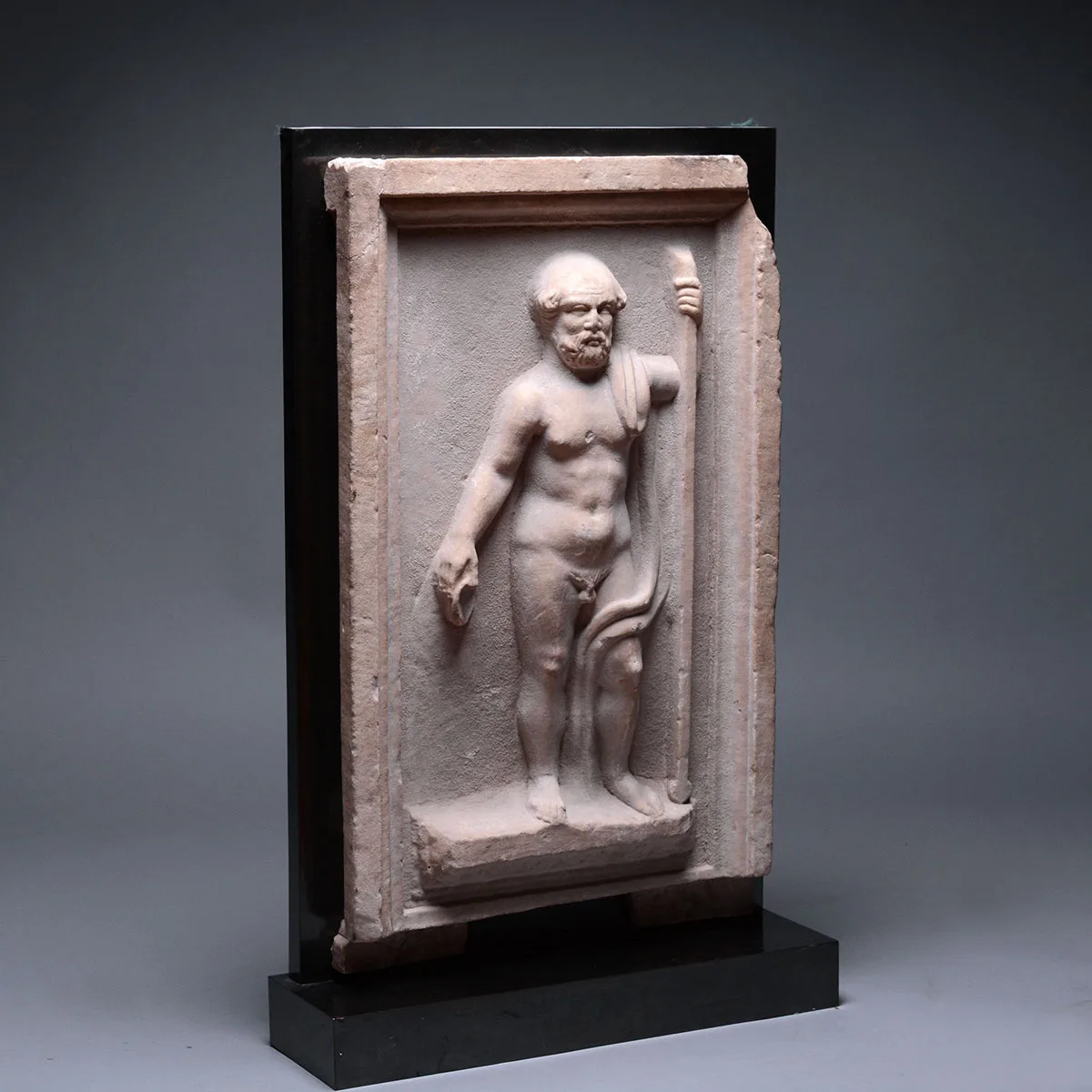 Roman Relief Altar Panel Depicting Socrates, view 2