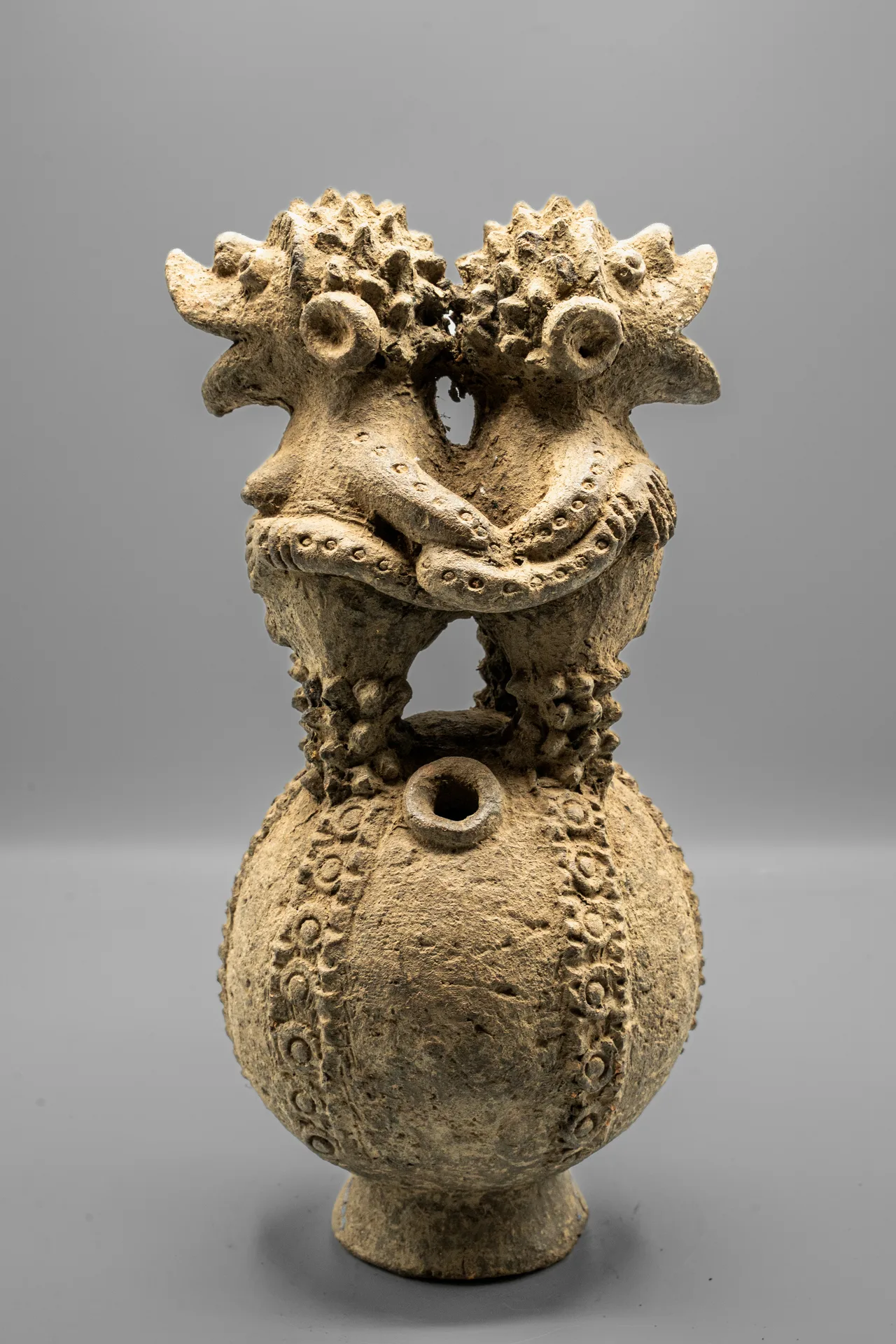 Terracotta Double-Figure Vessel with Beaked Heads