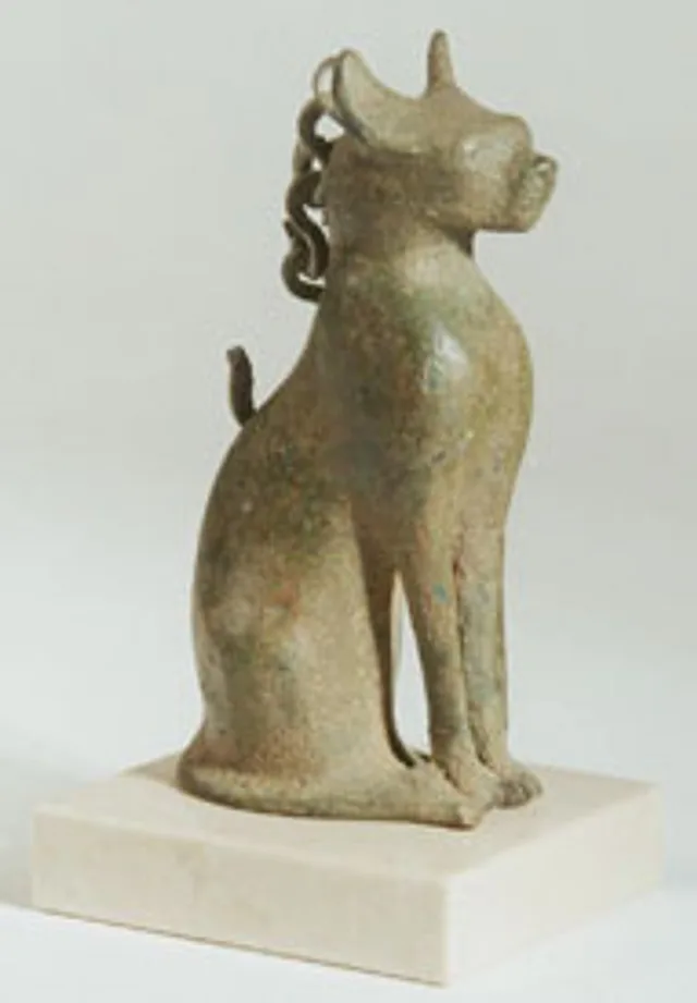 Bronze Sculpture of a Cat, view 1