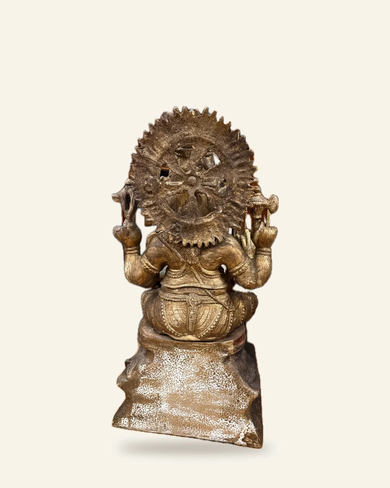 Seated Ganesha with flaming aureole, from the back