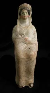Greek Polychrome Sculpture of a Seated Woman