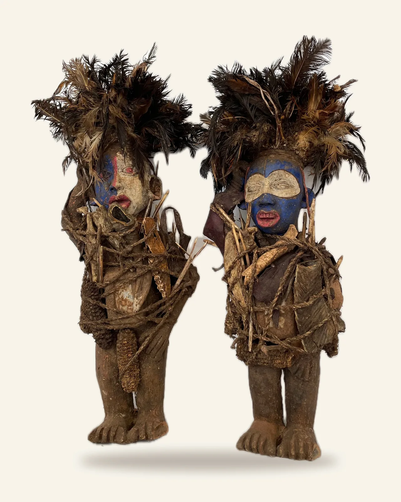 Pair of Nkisi, Kongo, the pair, front view