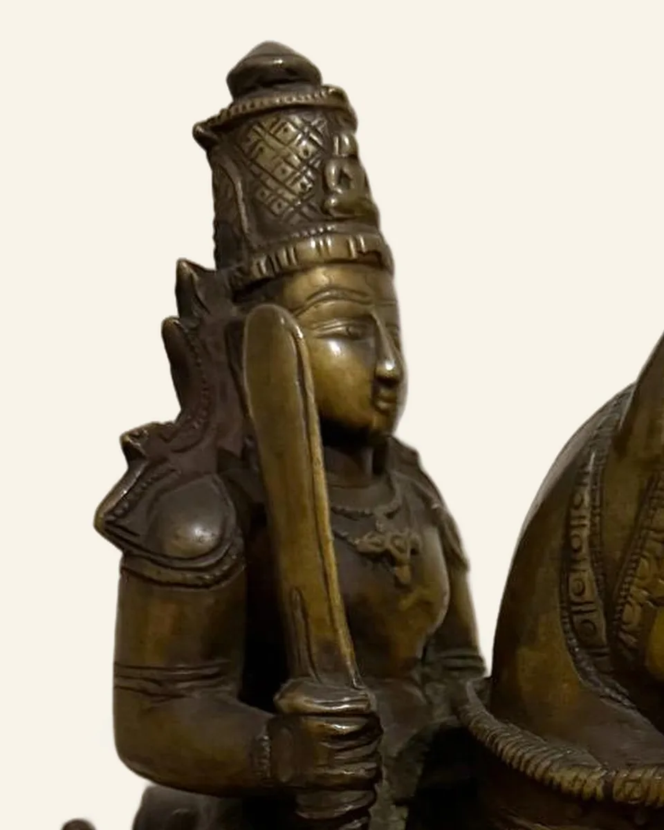 Khandoba on horseback, detail: rider and crown