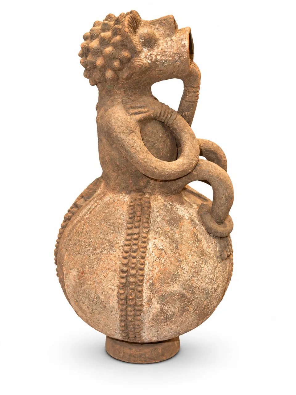 Terracotta Vessel with a Primate Covering its Mouth, other side