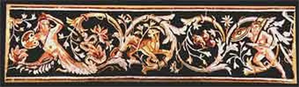 Roman Mosaic Depicting Two Hunters and a Lion, view 1