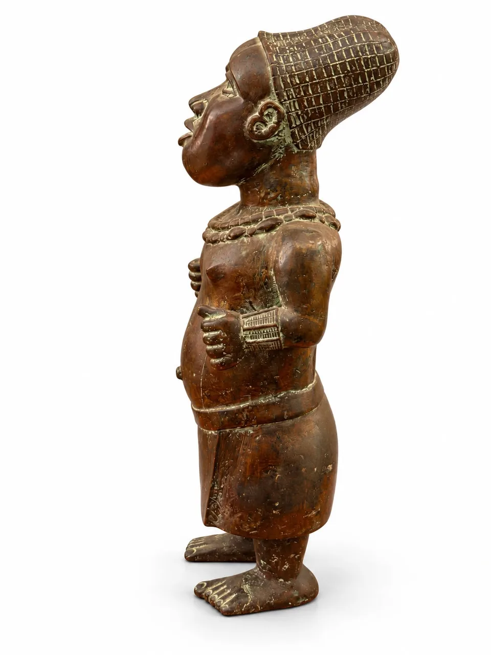 Pair of Court Dwarf Figures, Benin Court Style, female figure, other profile