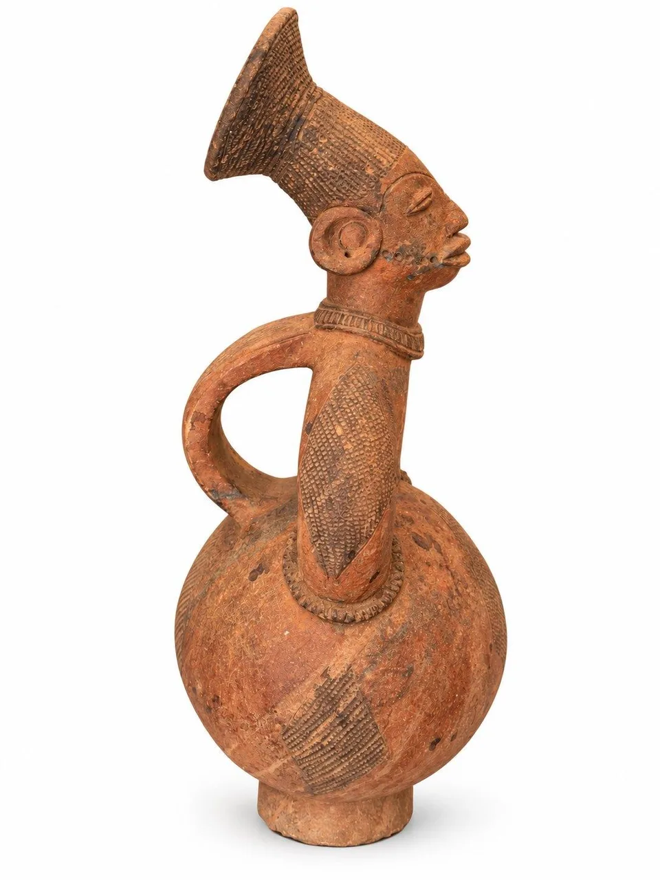 The Ewer with Diamond Neck, Mangbetu, right-facing profile